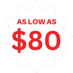 star image with text that reads "as low as $80"